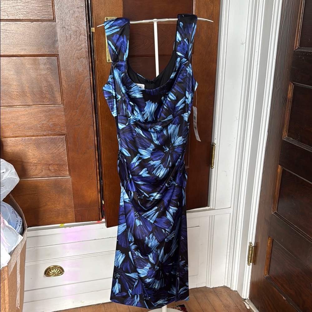 London Times Blue Bodycon Midi Dress - NWT.‎
